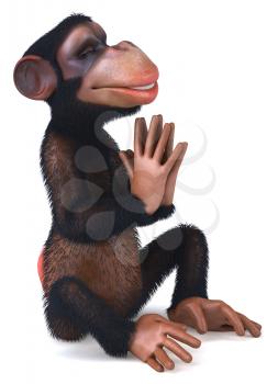 Royalty Free Clipart Image of a Meditating Monkey