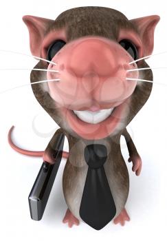 Royalty Free Clipart Image of a Mouse in a Tie and Carrying a Briefcase