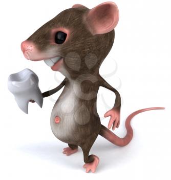 Royalty Free Clipart Image of a Mouse With a Tooth