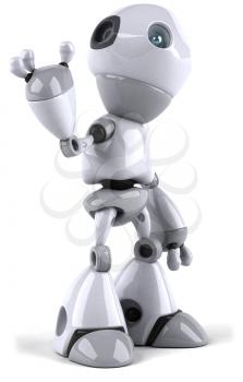 Royalty Free Clipart Image of a Robot Waving