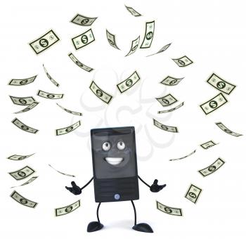 Royalty Free Clipart Image of a Computer With Money