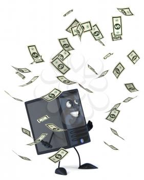 Royalty Free Clipart Image of a Modem And Money