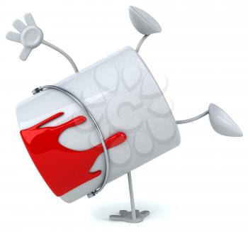 Royalty Free Clipart Image of a Paint Bucket Doing a Hand Stand