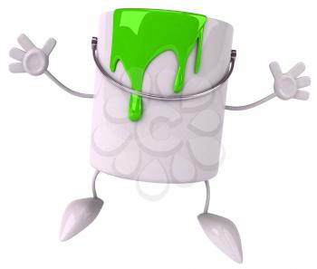 Royalty Free Clipart Image of a Paint Can Leaping in the Air