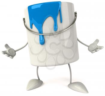 Royalty Free Clipart Image of a Paint Bucket With Blue Paint on the Side