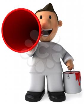 Royalty Free Clipart Image of a Painter With a Megaphone