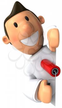 Royalty Free Clipart Image of a Painter With a Roller