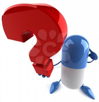 Royalty Free Clipart Image of a Capsule Holding a Question Mark