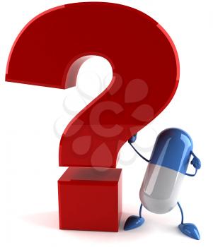 Royalty Free Clipart Image of a Pill With a Question Mark