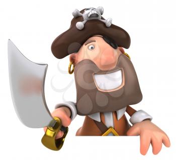 Royalty Free Clipart Image of a Smiling Pirate With a Sabre
