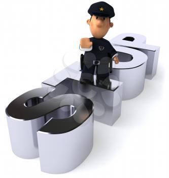 Royalty Free Clipart Image of a Police Man Making a Stop