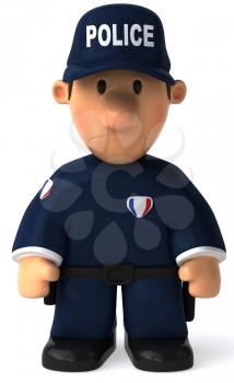 Royalty Free Clipart Image of a Police Officer Looking Sad