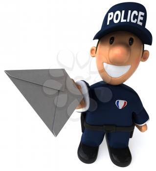 Royalty Free Clipart Image of a Police Officer With a Letter