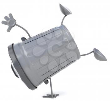 Royalty Free Clipart Image of a Garbage Can Doing a Handstand