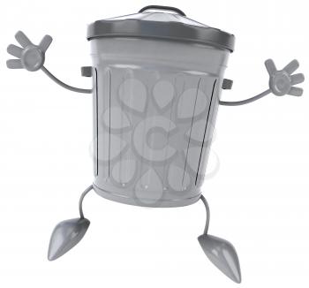 Royalty Free Clipart Image of a Jumping Garbage Can