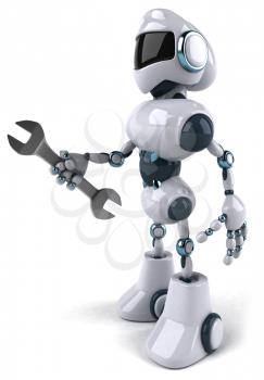 Royalty Free Clipart Image of a Robot With a Wrench