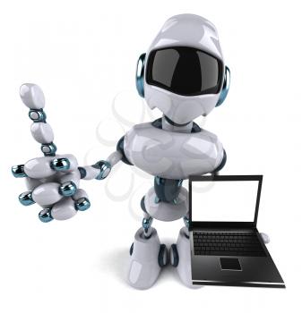 Royalty Free Clipart Image of a Robot With a Computer