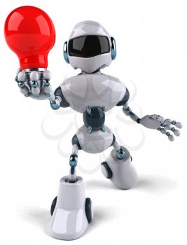 Royalty Free Clipart Image of a Robot With a Lightbulb
