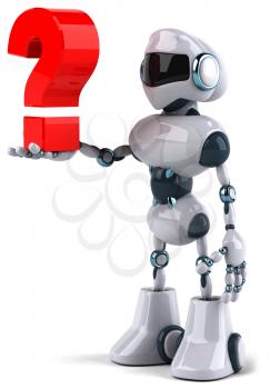 Royalty Free Clipart Image of a Robot With a Question Mark