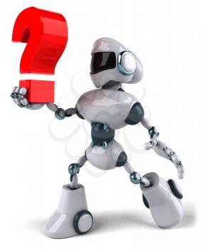 Royalty Free Clipart Image of a Robot With a Question Mark