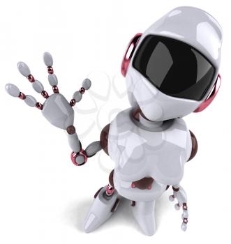 Royalty Free Clipart Image of a Waving Robot Woman