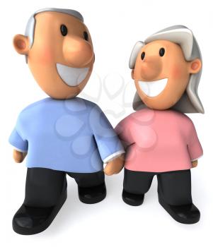 Royalty Free Clipart Image of a Couple of Grey Haired People