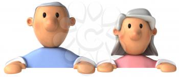 Royalty Free Clipart Image of Half an Older Couple 