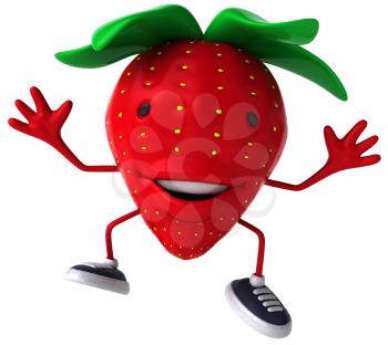 Royalty Free Clipart Image of a Strawberry in Sneakers