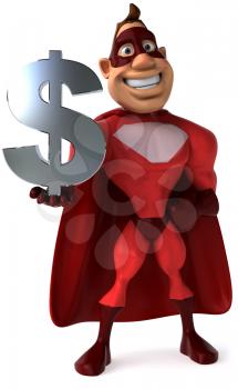 Royalty Free Clipart Image of a Superhero With a Dollar Sign