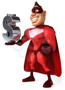 Royalty Free Clipart Image of a Superhero With a Dollar Sign