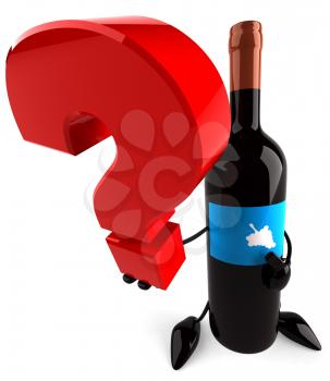 Royalty Free Clipart Image of a Wine Bottle and a Question Mark
