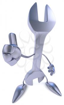 Royalty Free Clipart Image of a Wrench Giving a Thumbs Up