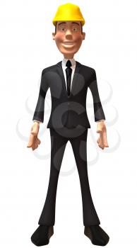 Royalty Free 3d Clipart Image of a Businessman Wearing a Hardhat