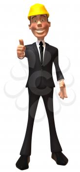 Royalty Free 3d Clipart Image of a Businessman Wearing a Hardhat and Giving a Thumbs Up Sign