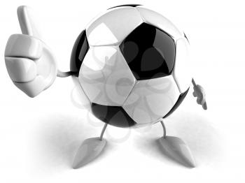 Royalty Free 3d Clipart Image of a Soccer Ball Character Giving a Thumbs Up Sign
