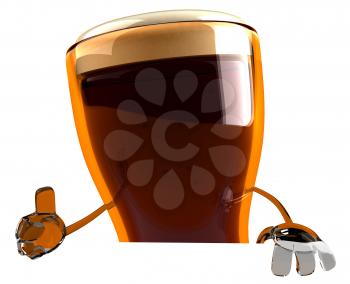 Royalty Free 3d Clipart Image of A Beer Glass Character Giving a Thumbs Up Sign