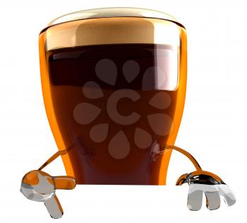 Royalty Free 3d Clipart Image of a Beer Glass Character Holding a Sign