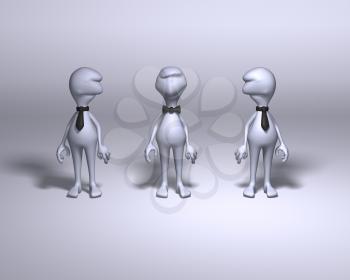 Royalty Free 3d Clipart Image of Three Characters Wearing Ties
