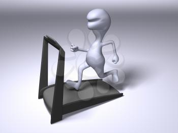 Royalty Free 3d Clipart Image of a Character Running on a Treadmill