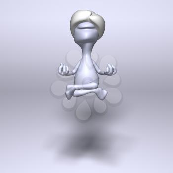 Royalty Free 3d Clipart Image of a Floating Meditating Character