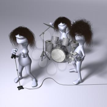 Royalty Free 3d Clipart Image of a Rock Band