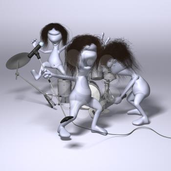 Royalty Free 3d Clipart Image of a Rock Band