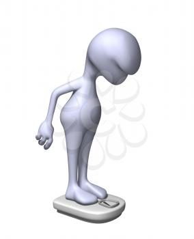 Royalty Free 3d Clipart Image of a Character Standing on a Weight Scale