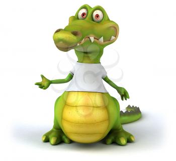 Crocodile with a white tshirt