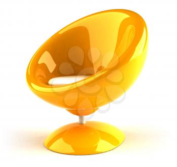 Royalty Free 3d Clipart Image of a Yellow Bubble Chair