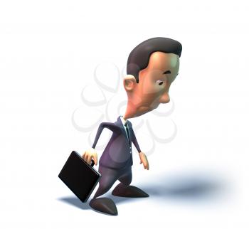 Royalty Free 3d Clipart Image of a Businessman Wearing a Suit Holding a Briefcase