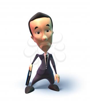 Royalty Free 3d Clipart Image of a Businessman Wearing a Suit Holding a Briefcase