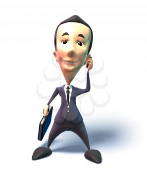Royalty Free 3d Clipart Image of a Businessman Holding a Briefcase and Talking on a Cell Phone