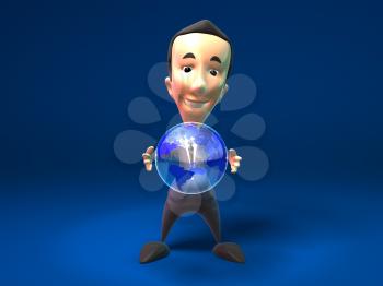 Royalty Free 3d Clipart Image of a Businessman Holding an Opaque Globe