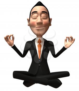 Royalty Free 3d Clipart Image of an Asian Businessman Meditating